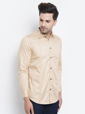 beige solid casual shirt - 18413307 - Standard Image - 2
