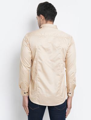 beige solid casual shirt - 18413307 - Standard Image - 3