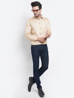 beige solid casual shirt - 18413307 - Standard Image - 4