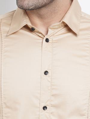 beige solid casual shirt - 18413307 - Standard Image - 5