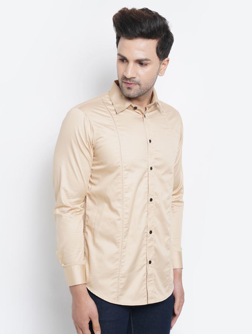 beige solid casual shirt - 18413307 - Zoom Image - 2