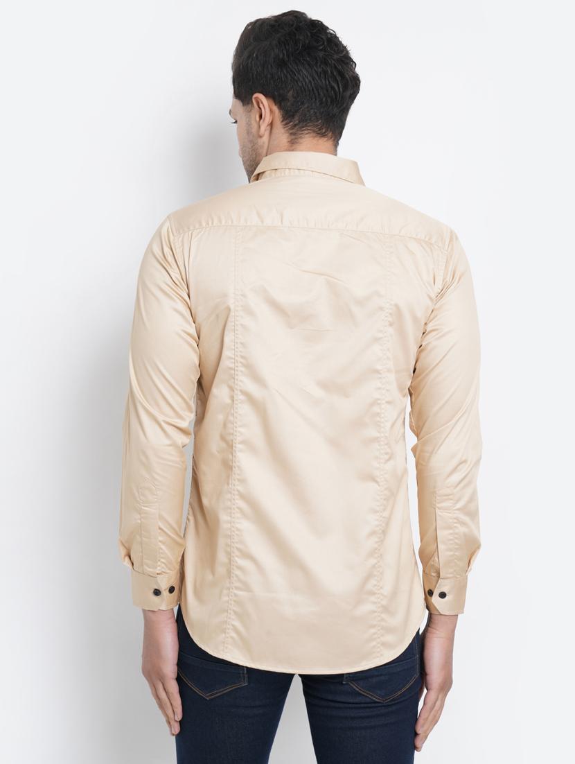 beige solid casual shirt - 18413307 - Zoom Image - 3