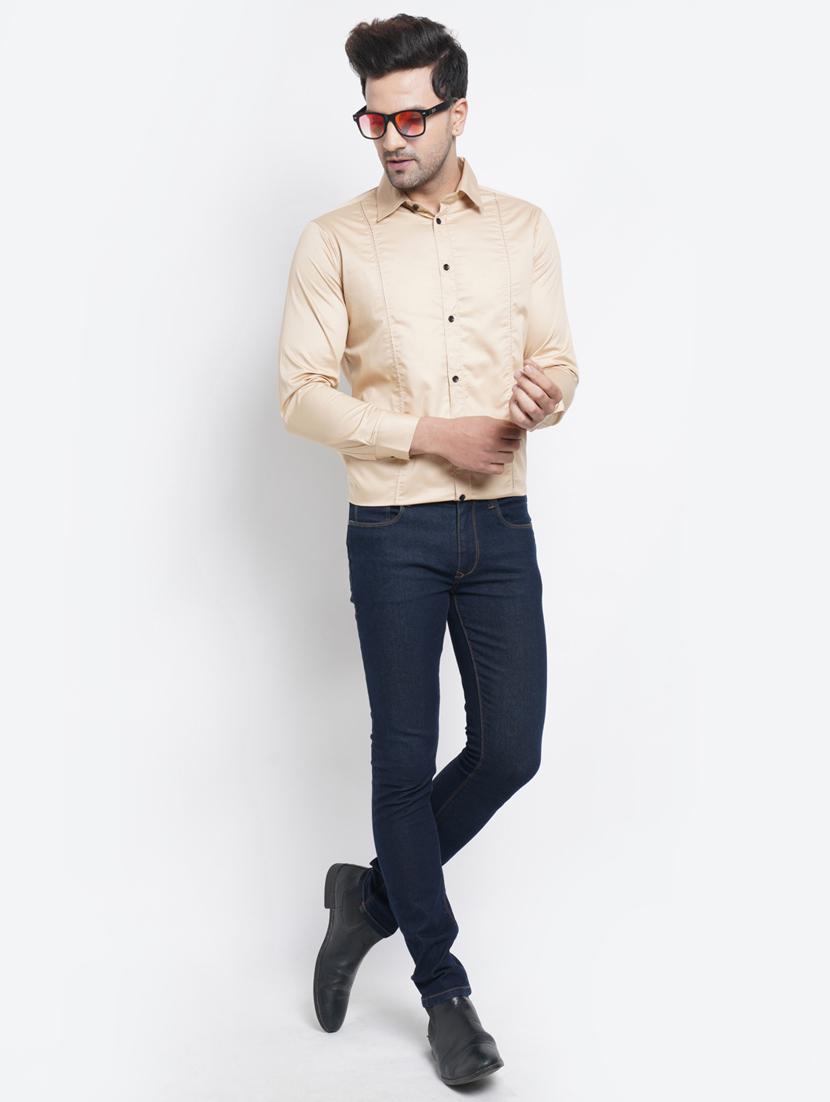 beige solid casual shirt - 18413307 - Zoom Image - 4
