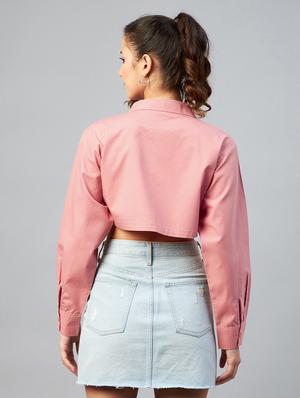 long sleeved solid crop shirt - 18413748 - Standard Image - 3