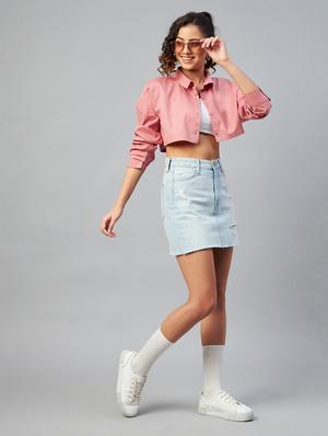 long sleeved solid crop shirt - 18413748 - Standard Image - 4