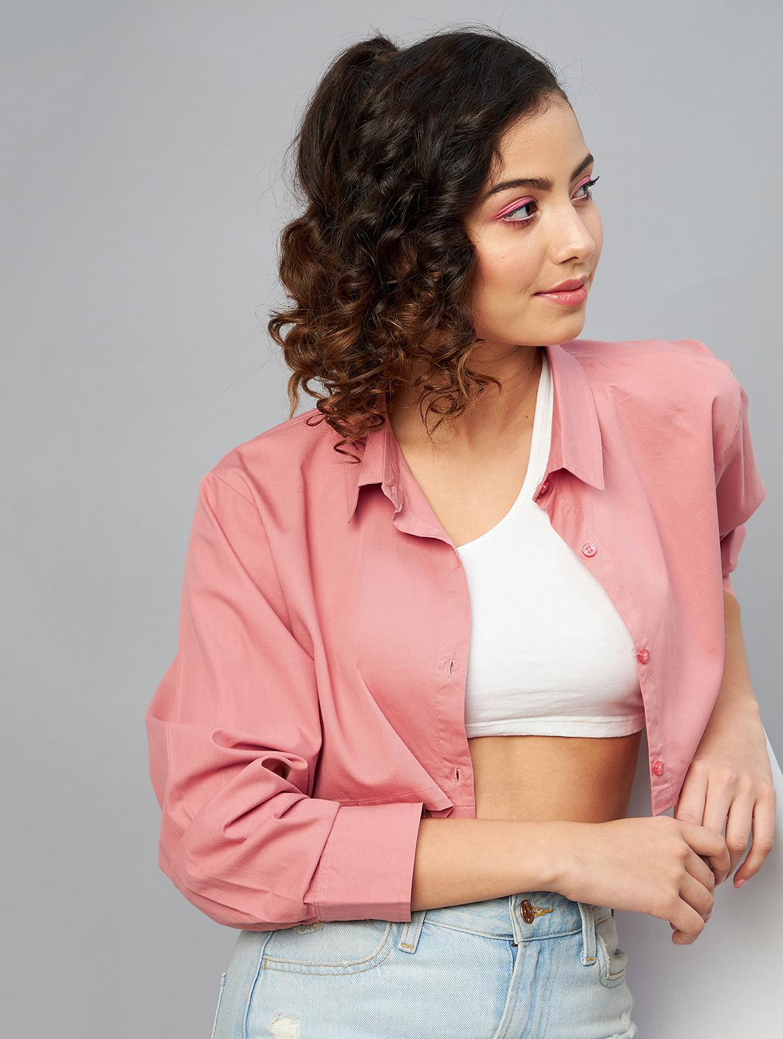 long sleeved solid crop shirt - 18413748 - Zoom Image - 5