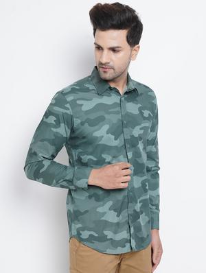 green camouflage casual shirt - 18414745 - Standard Image - 2