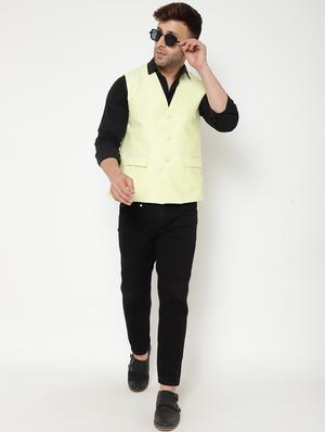 yellow solid nehru jacket - 18415466 - Standard Image - 5