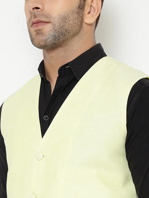 yellow solid nehru jacket - 18415466 - Standard Image - 6