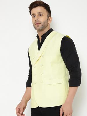 yellow solid nehru jacket - 18415476 - Standard Image - 3