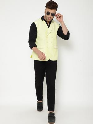yellow solid nehru jacket - 18415476 - Standard Image - 5