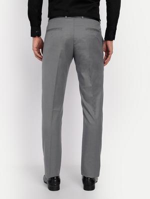 grey solid flat front formal trouser - 18415877 - Standard Image - 3