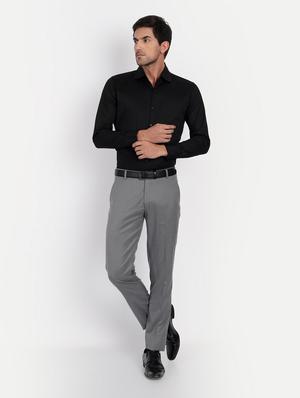 grey solid flat front formal trouser - 18415877 - Standard Image - 4