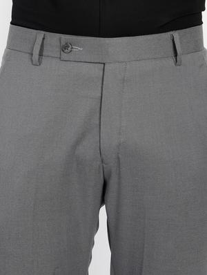 grey solid flat front formal trouser - 18415877 - Standard Image - 5
