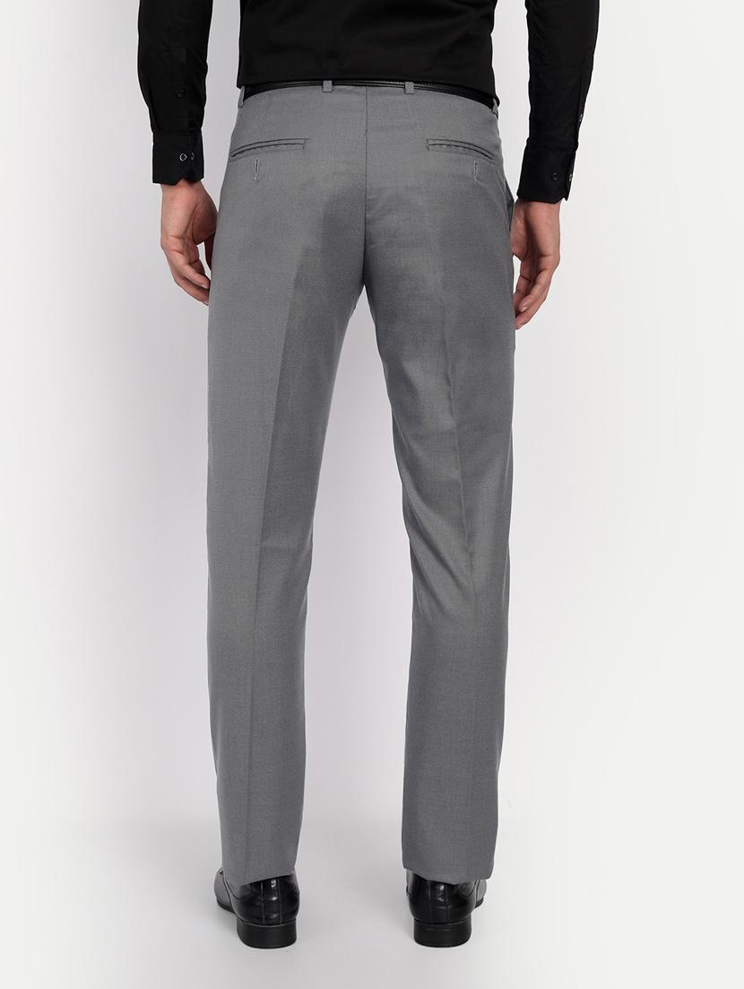 grey solid flat front formal trouser - 18415877 - Zoom Image - 3