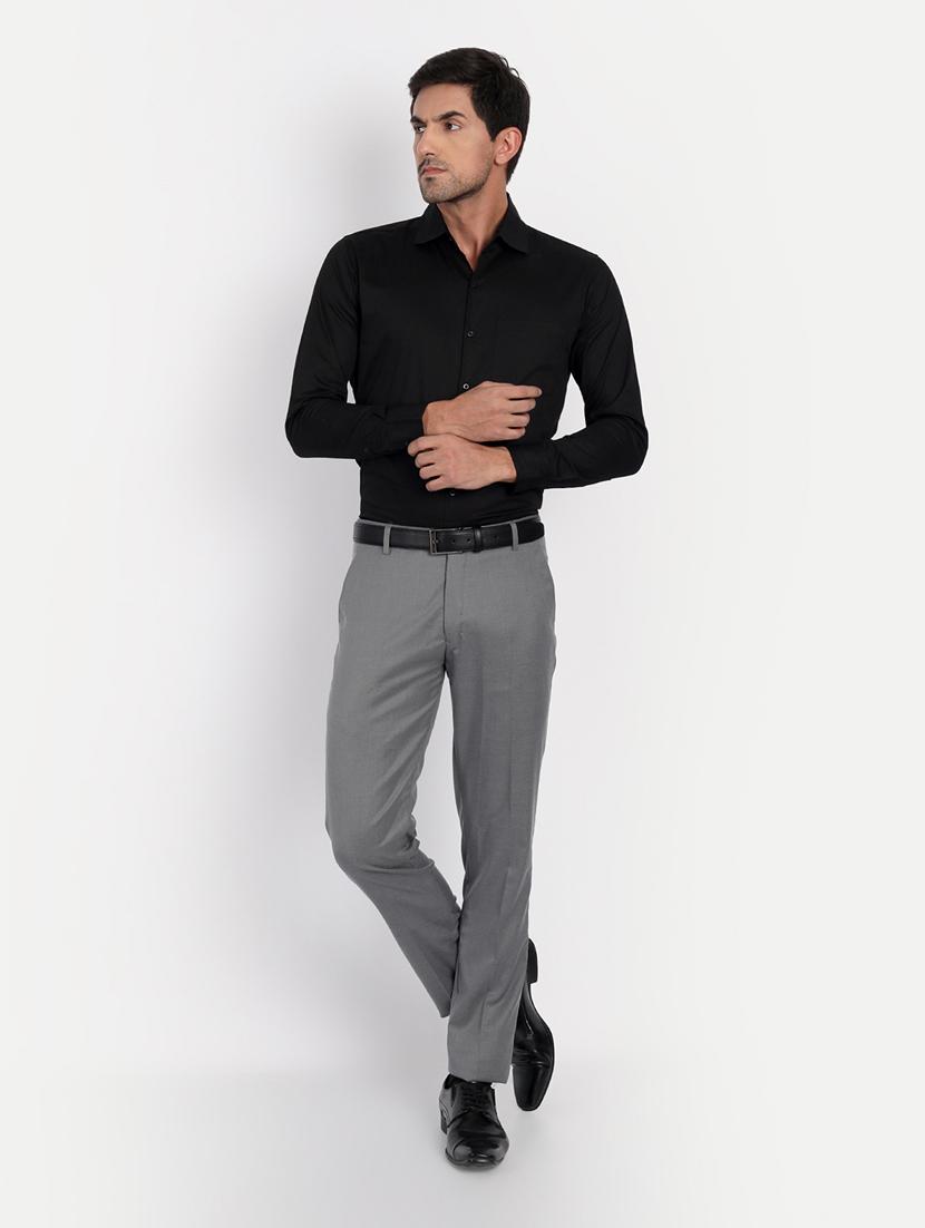 grey solid flat front formal trouser - 18415877 - Zoom Image - 4