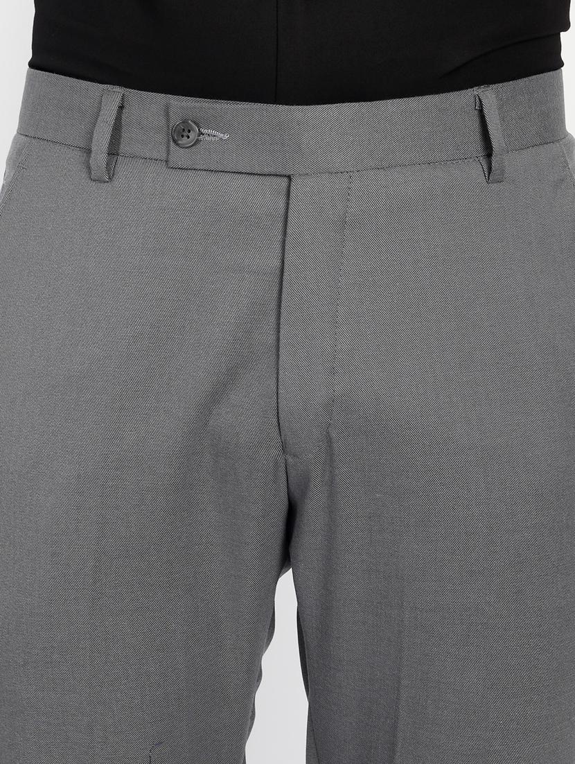 grey solid flat front formal trouser - 18415877 - Zoom Image - 5