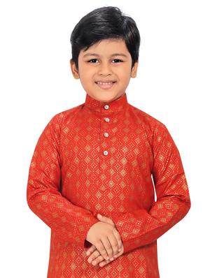 red printed kurta pajama set - 18415884 - Standard Image - 5