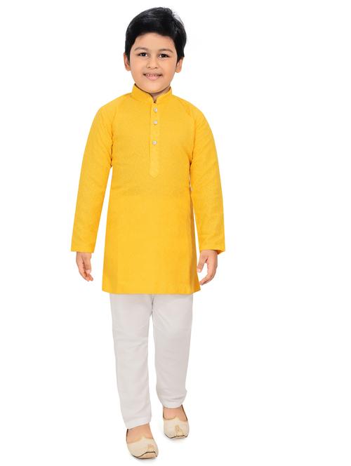 yellow solid kurta pajama set - 18415890 - Standard Image - 1