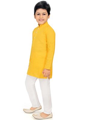 yellow solid kurta pajama set - 18415890 - Standard Image - 2