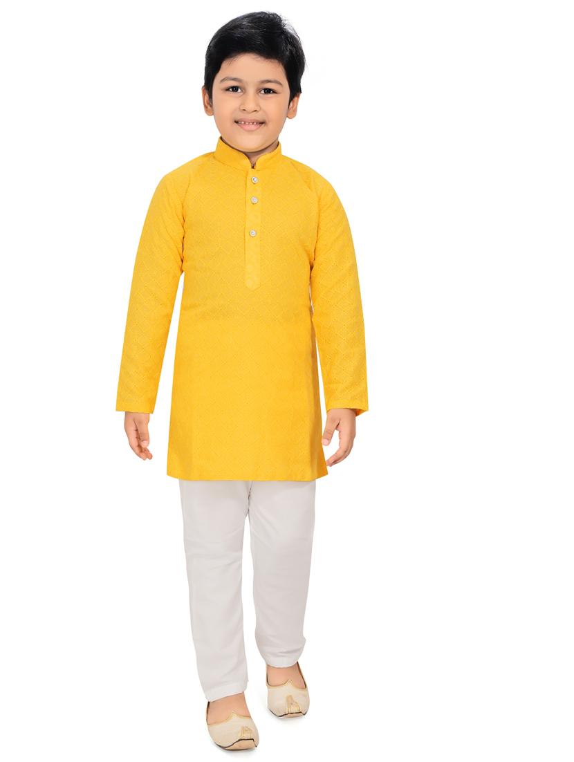 yellow solid kurta pajama set - 18415890 - Zoom Image - 1