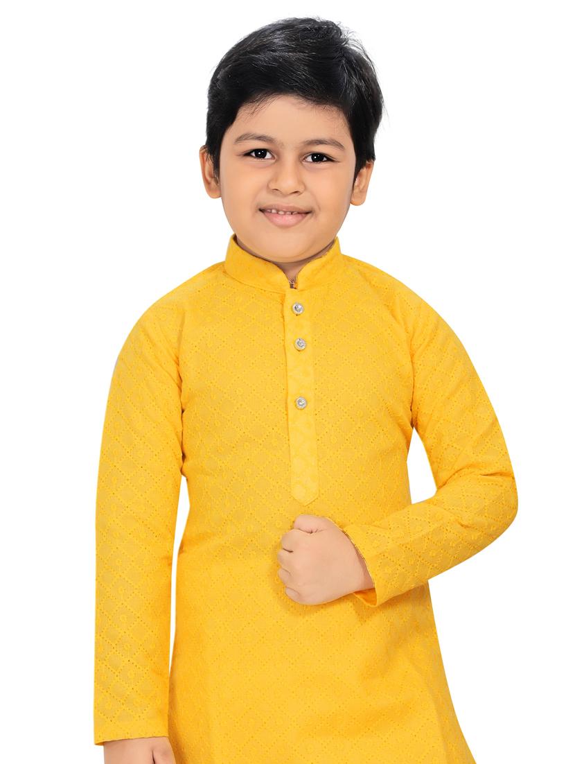 yellow solid kurta pajama set - 18415890 - Zoom Image - 5