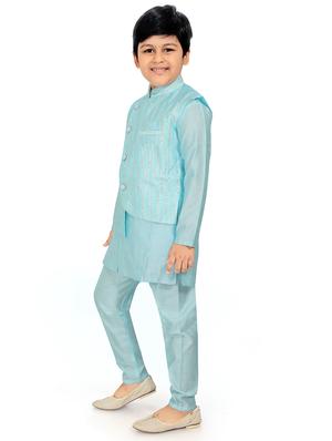 blue printed kurta pajama set - 18415891 - Standard Image - 2