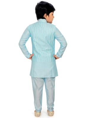 blue printed kurta pajama set - 18415891 - Standard Image - 3