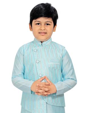 blue printed kurta pajama set - 18415891 - Standard Image - 5