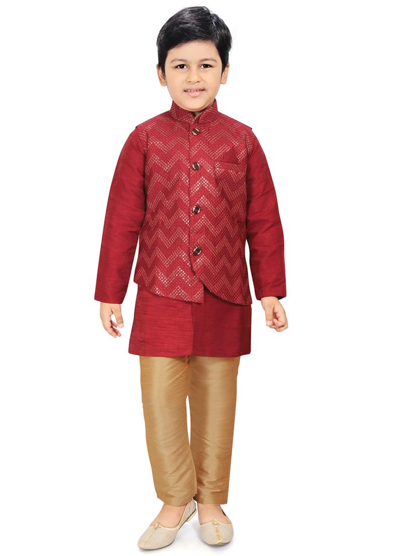 red printed kurta pajama set - 18415897 - Zoom Image - 1