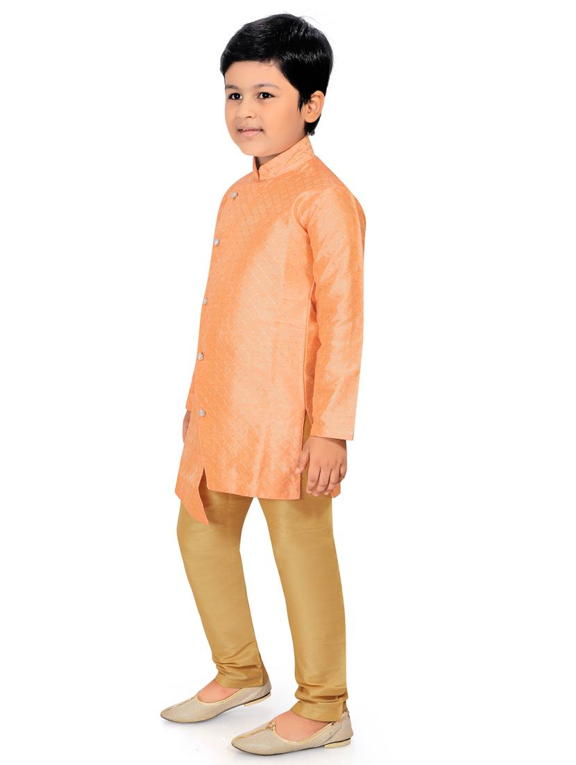 orange solid kurta pajama set - 18415906 - Zoom Image - 2