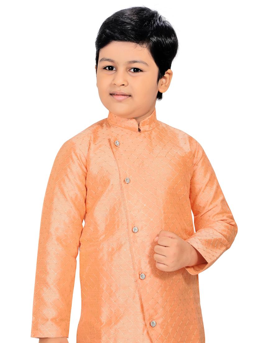 orange solid kurta pajama set - 18415906 - Zoom Image - 5