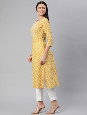 yellow cotton kurta pant set - 18416248 - Standard Image - 2