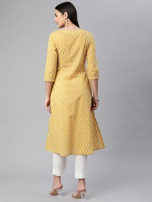 yellow cotton kurta pant set - 18416248 - Standard Image - 3