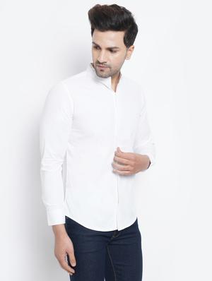 white solid casual shirt - 18416314 - Standard Image - 2