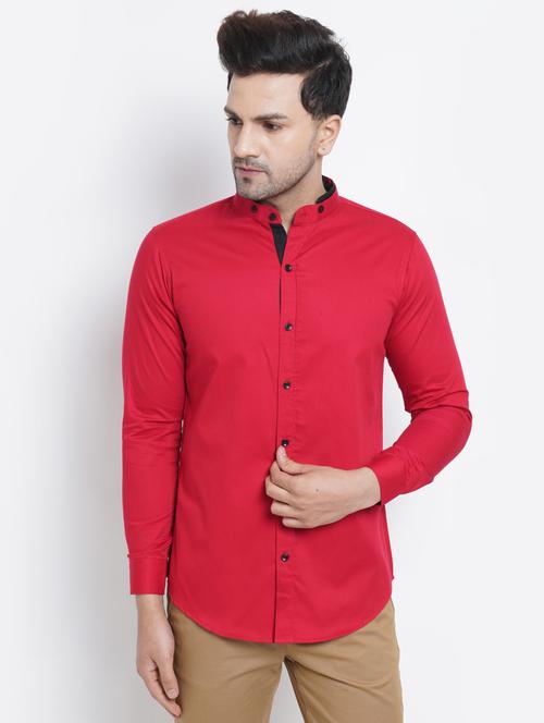 red solid casual shirt - 18416328 - Standard Image - 1