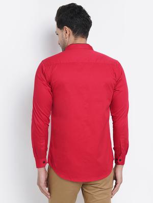 red solid casual shirt - 18416328 - Standard Image - 3
