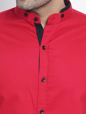 red solid casual shirt - 18416328 - Standard Image - 4