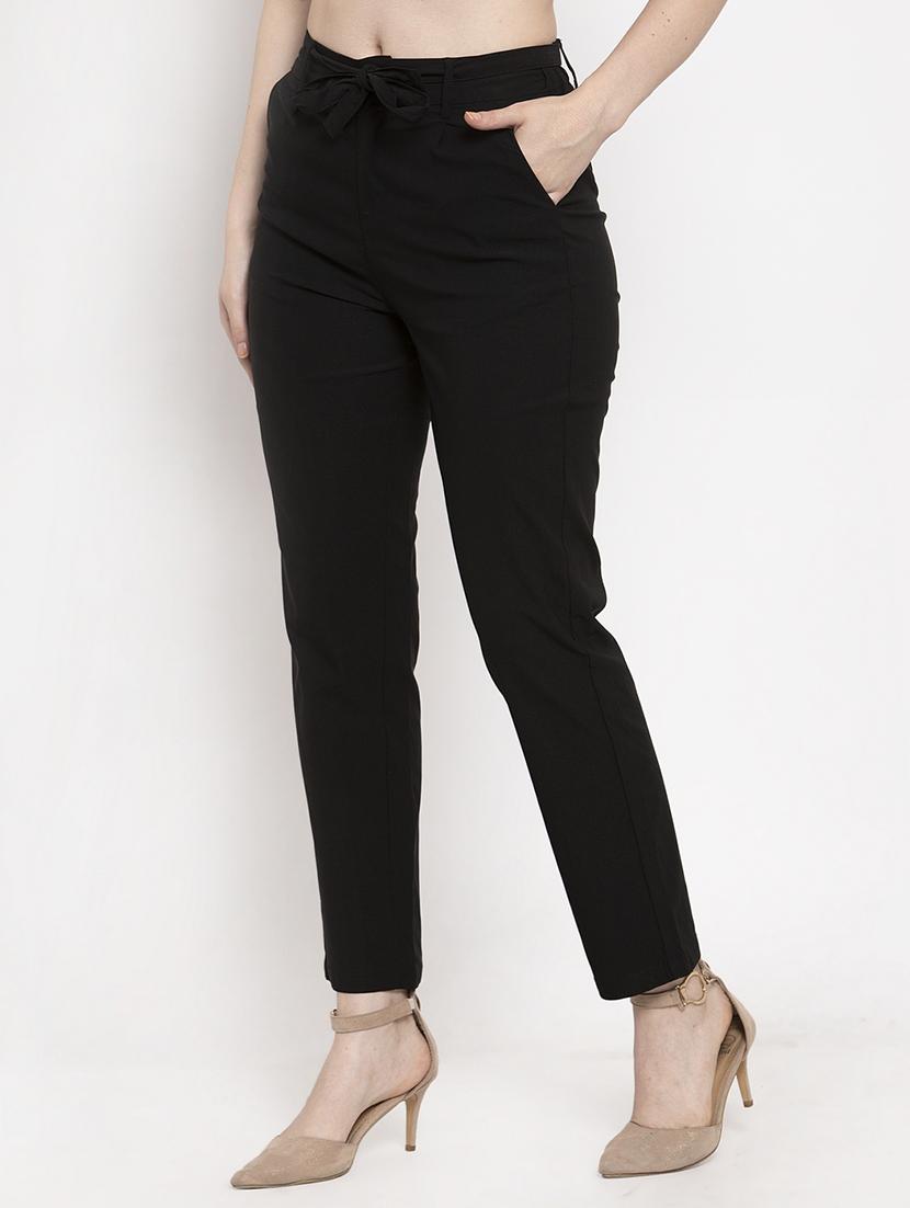 mid rise solid flat front trousers trouser - 18416440 - Zoom Image - 2