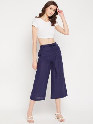 mid rise solid wide leg trouser - 18416446 - Standard Image - 4