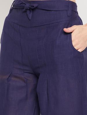 mid rise solid wide leg trouser - 18416446 - Standard Image - 5