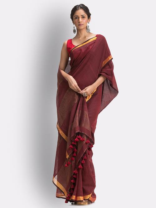 handloom jamdani saree with blouse - 18416925 - Very Small Image - 1