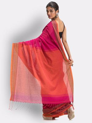 pink handloom saree with blouse - 18416953 - Standard Image - 4