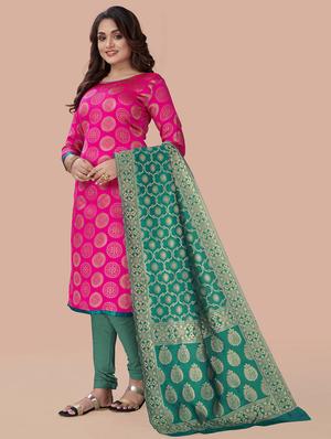 self design banarasi work unstitched suit set - 18417076 - Standard Image - 2