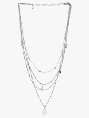multilayered silver white gemstone necklace - 18417324 - Standard Image - 2