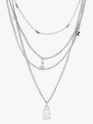 multilayered silver white gemstone necklace - 18417324 - Standard Image - 3