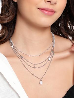 multilayered silver white gemstone necklace - 18417324 - Standard Image - 4