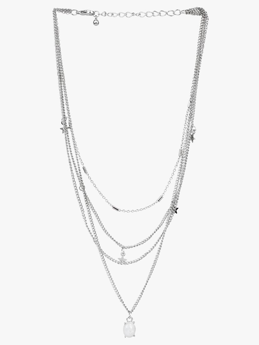 multilayered silver white gemstone necklace - 18417324 - Zoom Image - 2