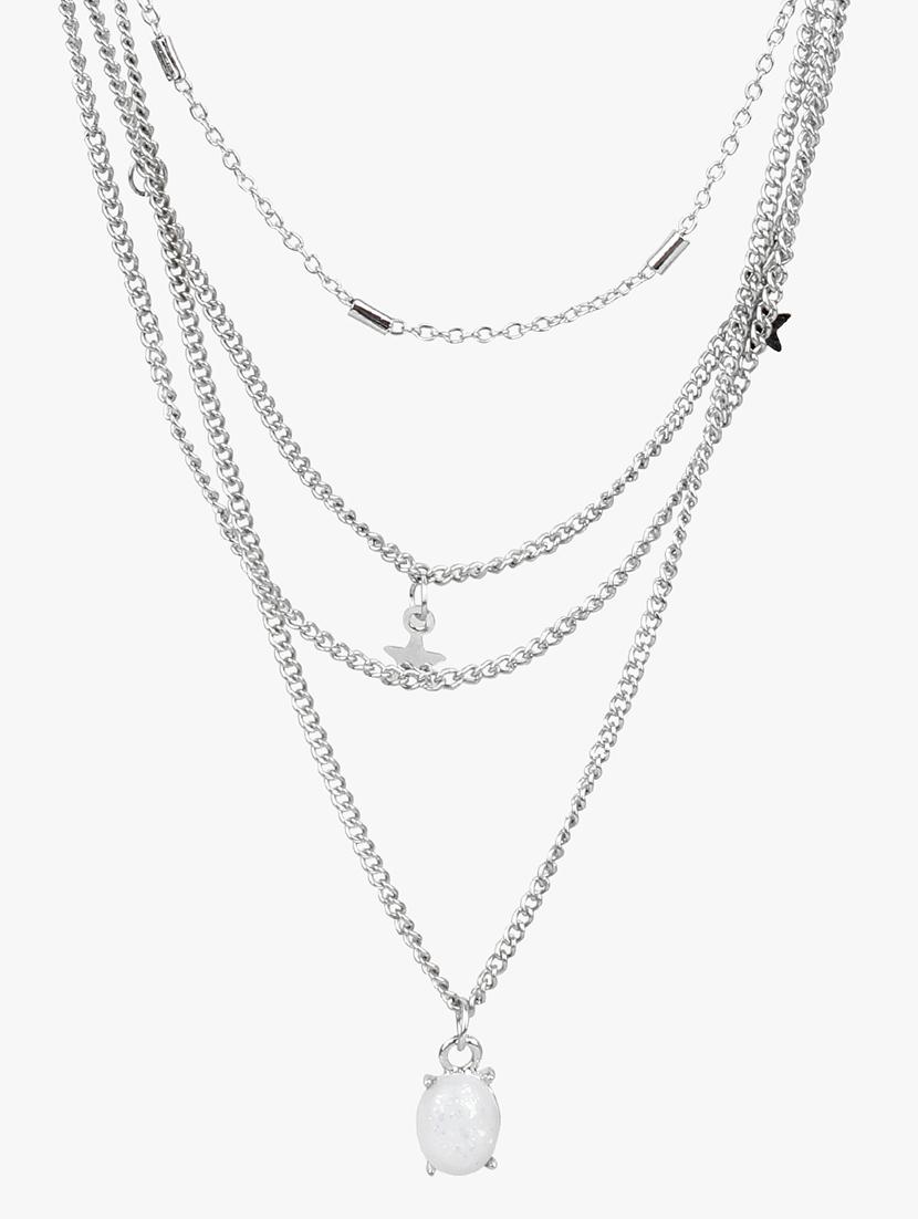 multilayered silver white gemstone necklace - 18417324 - Zoom Image - 3