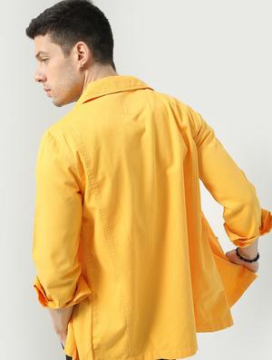 yellow solid casual jacket - 18417365 - Standard Image - 3